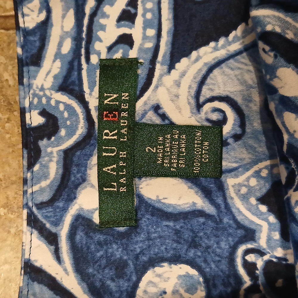 Lauren Ralph Lauren Paisley A-Line Knee Length Skirt Blue Size 2 - Picture 4 of 5